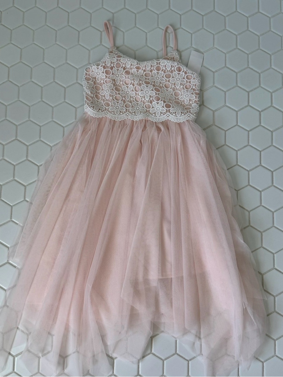 Zhenzi Blush Pink Lace Bodice Tulle Party Dress